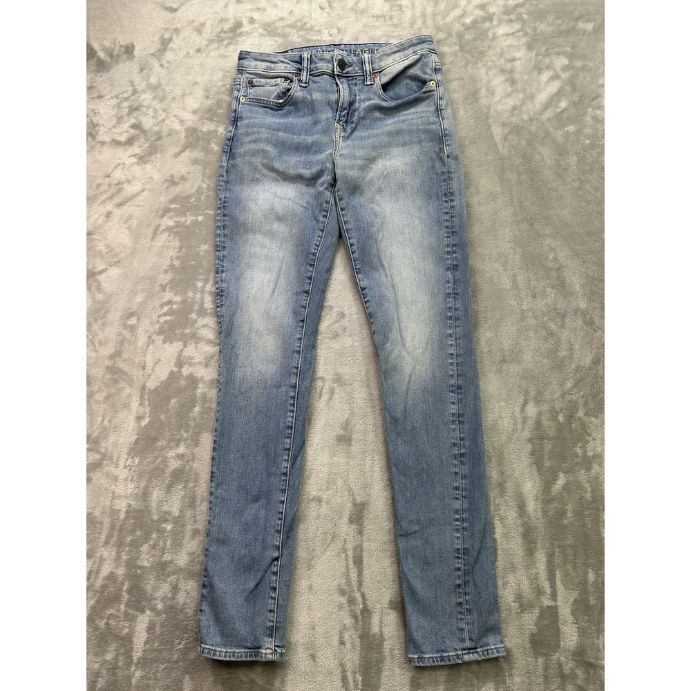 American Eagle Skinny Mid Rise Jeans Mens Sz 30x34 Blue Street Grunge Faded Guys
